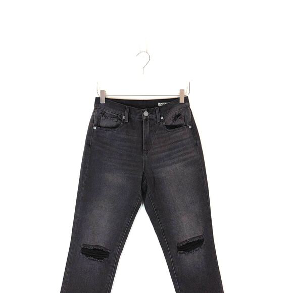 BlankNYC Womens Distressed Fray High Rise Slim Jeans Black Size 25 Grunge - Picture 4 of 9